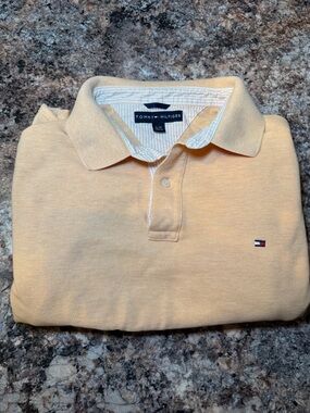 Tommy Hilfiger Men's Light Orange Polo with Flag Emblem